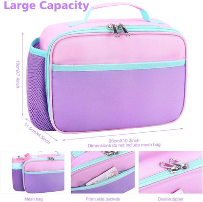 RHCPFOVR Kids Lunch Bag - Insulated Lunch Box for Boys Girls,Washable Lunch Bag and Reusable Toddler Leak-proof Lunchbox for School and Daycare - Colors B