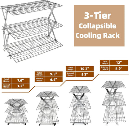 3 Tier Collapsible Cooling Rack Sourdough Cooling Rack 17"x10"