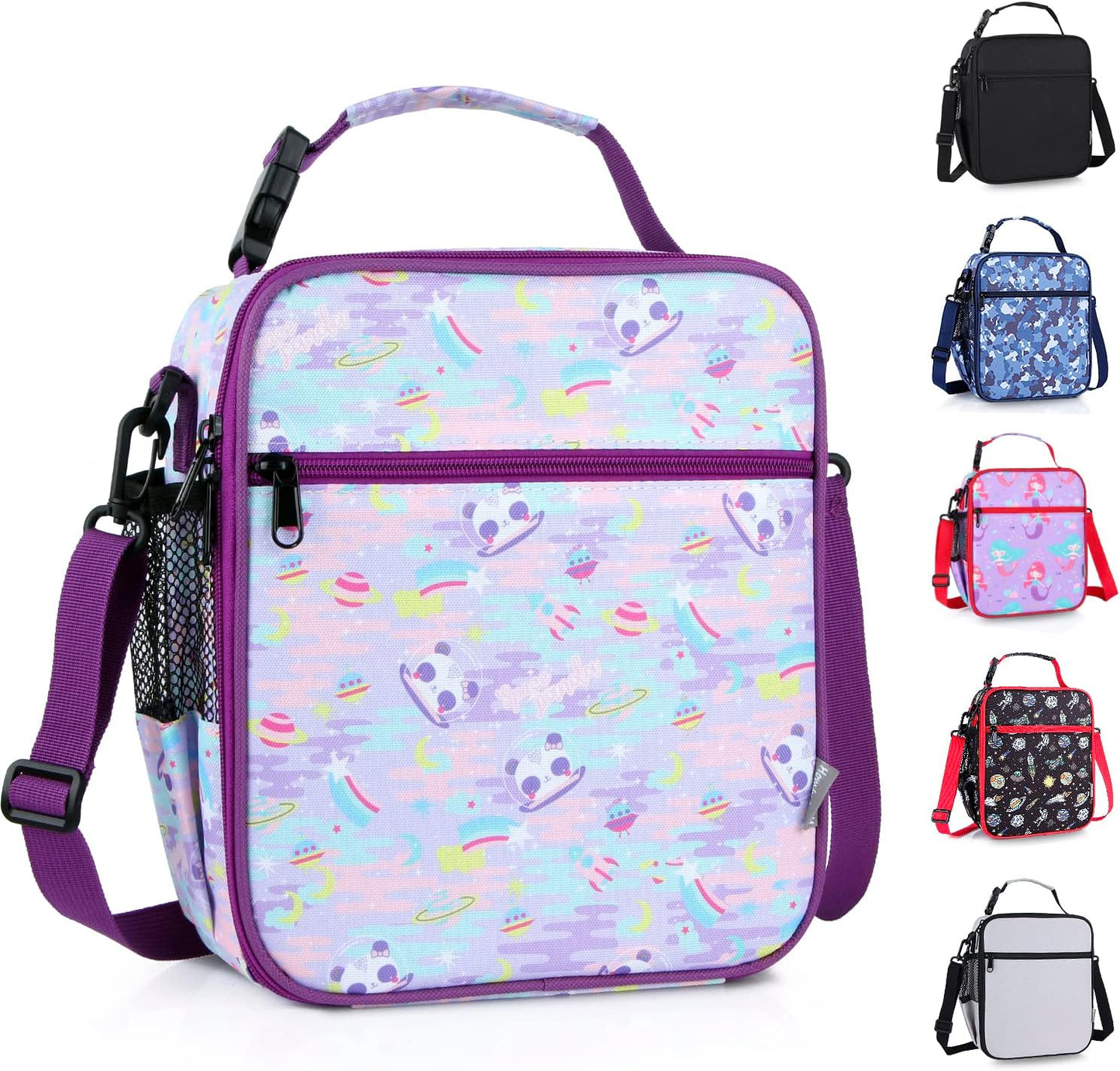 Kids Insulated Lunch Box Bag, Thermal Picnic Cool Bags with Adjustable Strap for Adults Children Women Men Boys Girls School Work (CAM-Blue)