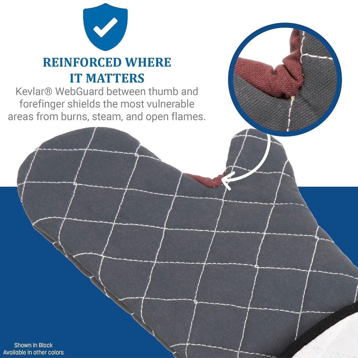 Oven Mitts, San Jamar BestGuard, Professional Grade, 15", Pair, Black