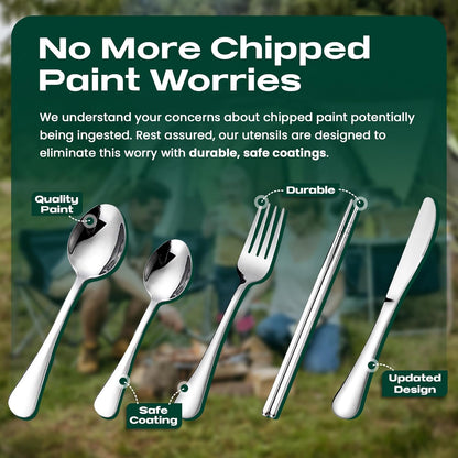 Taplord Portable Travel Silverware Set With Case, Includes 10 Pcs of Travel Utensils With Case, Stainless Steel Flatware Set For Camping, Lightweight (Multi-Color)