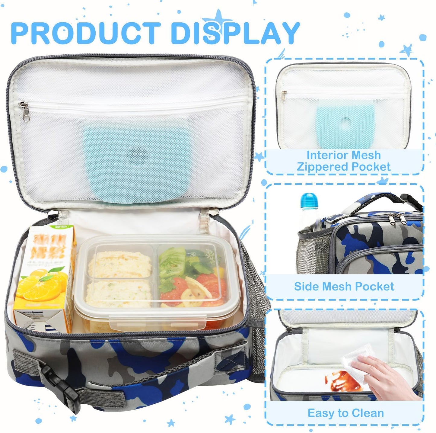 FlowFly Kids Lunch box Insulated Soft Bag Mini Cooler Back to School Thermal Meal Tote Kit for Girls, Boys, Astronaut - Colors A