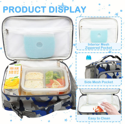 FlowFly Kids Lunch box Insulated Soft Bag Mini Cooler Back to School Thermal Meal Tote Kit for Girls, Boys, Astronaut - Colors A