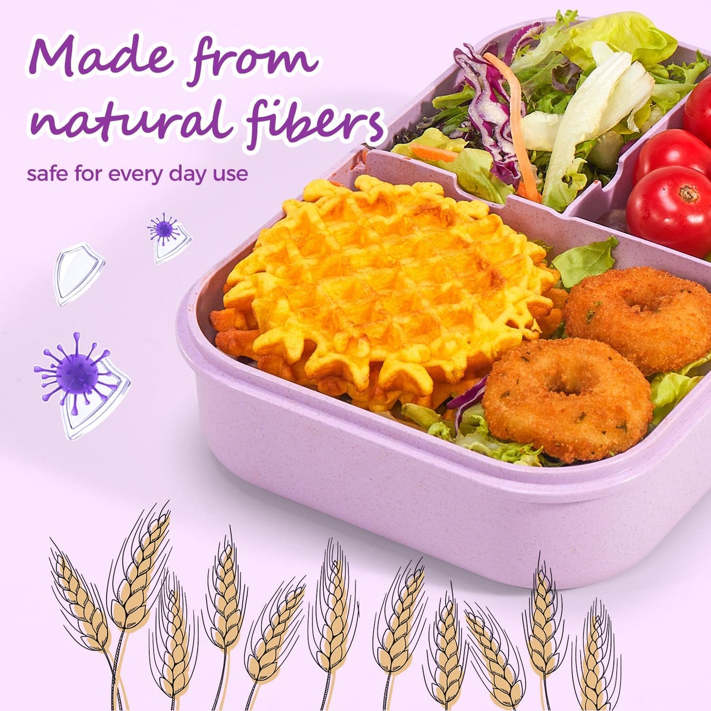 MISS BIG® Bento Box,Bento Box Adult,Lunch Box,Leak Proof Lunch Containers,No BPAs and No Chemical Dyes Bento Lunch Box,Dishwasher and Microwave Safe Lunch Containers for Adults(1900ml Gray)