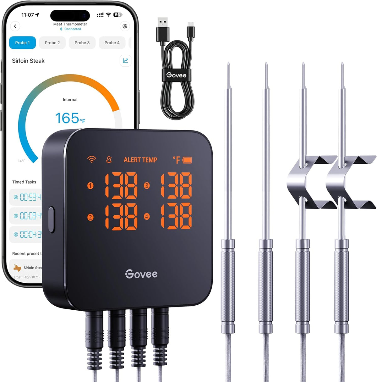 Govee WiFi Meat Thermometer Digital with 4 Probe, App Notification Alert