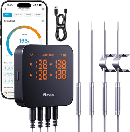 Govee WiFi Meat Thermometer Digital with 4 Probe, App Notification Alert