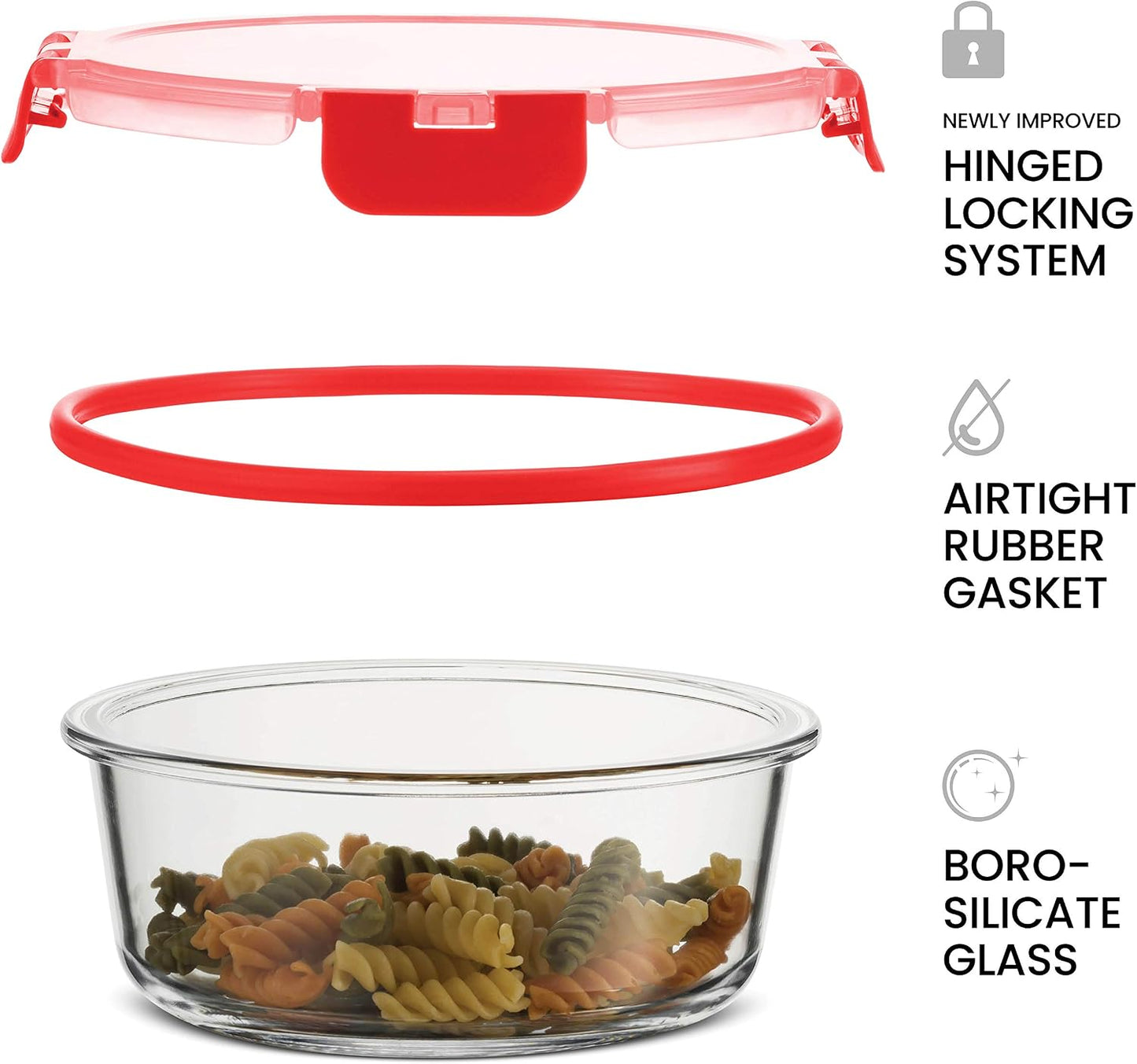 FineDine 24 Piece Glass Storage Containers with Lids - Leak Proof, Dishwasher Safe Glass Food Storage Containers for Meal Prep or Leftovers, Blue