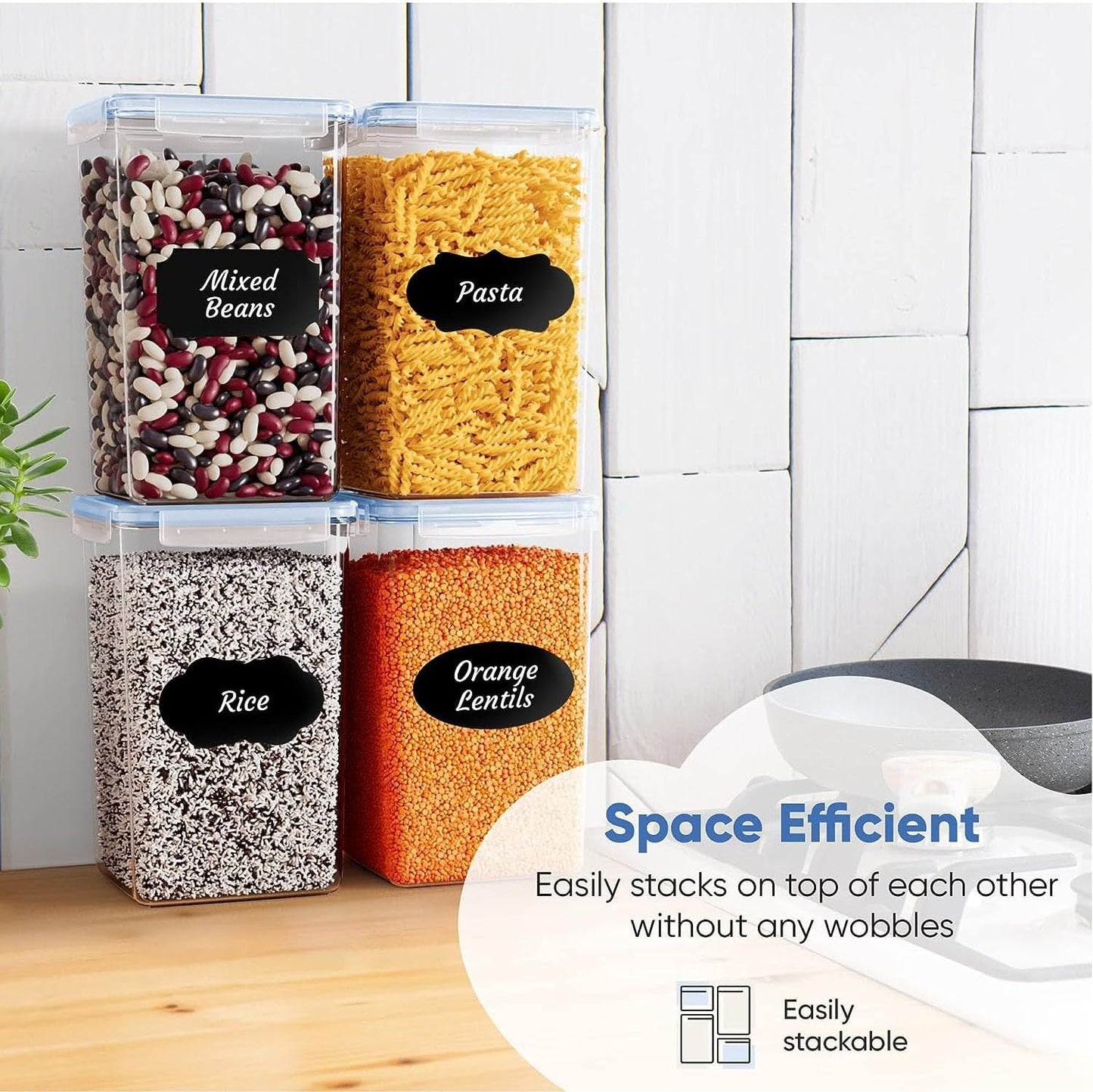 Chef's Path Extra Large Airtight Food Storage Containers with Lids, Pack of 2, 6.5L, 220Oz, Airtight Kitchen and Pantry Bulk Canisters for Flour, Sugar, Rice, and Baking Supplies - Transparent