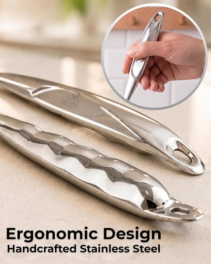 Zulay Kitchen Stainless Steel Serving Spoon - 11.5” Large Cooking & Serving Spoon with Ergonomic Handle - Durable, Rust-Resistant & Dishwasher Safe Kitchen Utensil for Cooking and Buffets