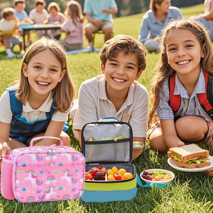 RHCPFOVR Kids Lunch Bag - Insulated Lunch Box for Boys Girls,Washable Lunch Bag and Reusable Toddler Leak-proof Lunchbox for School and Daycare - Colors B
