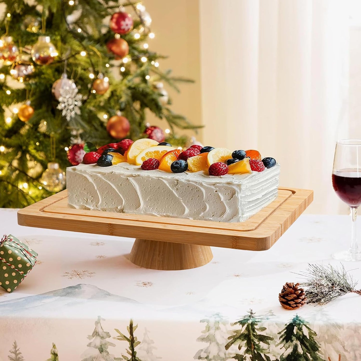 HBlife Cake Stand with Lid (11.4"), Multifunctional Cake Stand with Acrylic Dome, Acacia Wood 6-in-1 Cake Plate Display Stand with Cover for Baking Gifts, Birthday Kitchen Parties, Weddings