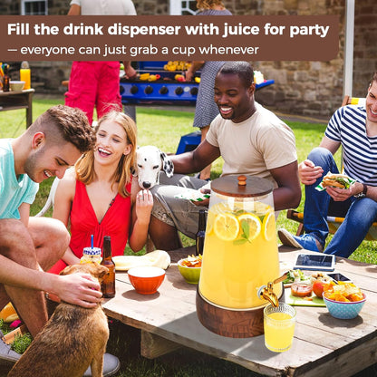 Glass Drink Dispenser for Parties, 1.72 Gallon Large Beverage Dispenser with Stand Juice Dispensers with Spigot Pitcher for Lemonade Iced Water Tea Sangria Punch