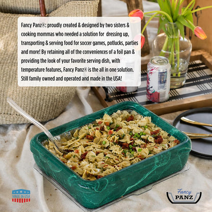 Fancy Panz Red Premium Aluminum Foil Pan Carrier with Secure Latch Lid - Reusable Casserole Carrier for Half Size Pans - Food Transport Holder for Potlucks, Parties, Tailgates & Entertaining