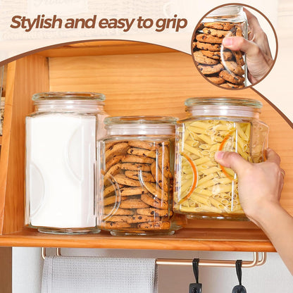 ComSaf Large Square Glass Pantry Jar with Lid 78 oz Wide Mouth | Flour sugar rice, Pasta cereal, Laundry detergent, Pantry organization, Large capacity, Cabinet organization, Dry goods
