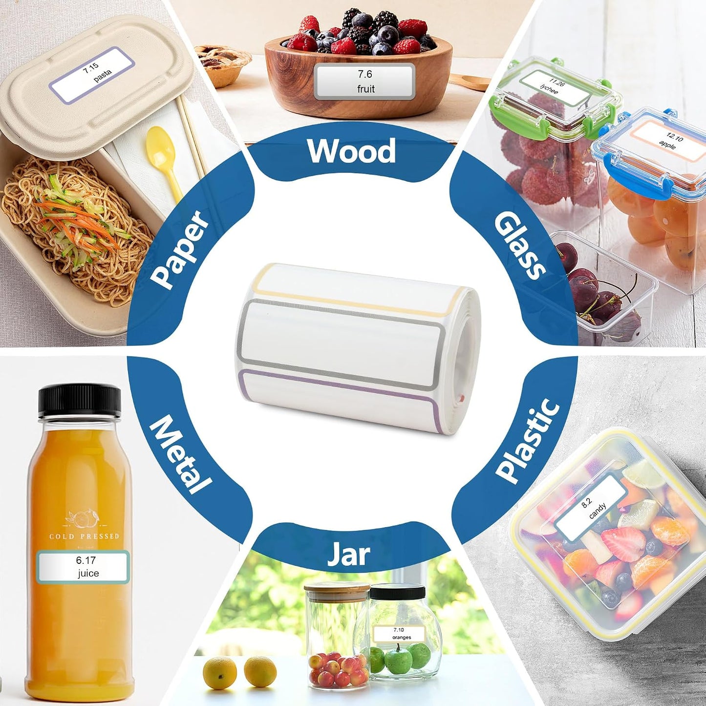 500 Pcs 1×3 Inch Removable Freezer Labels, Waterproof, Oil & Tear Resistant, No Residue Writable Stickers for Food Containers, Jars, Pantry and Meal Prep (Boho-Date)