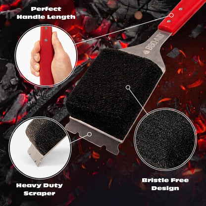Bristle Free Grill Brush Cleaner and Scraper for Barbecue, Replaceable Head