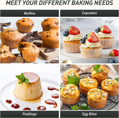 2 Packs 12 Cups Silicone Muffin Pan for Baking with Metal Reinforced Frame Regular Size Cupcake Pan Tray Egg Bites Silicone Cookie Molds Muffin Tin Tart Pans Sheet Set for Oven Dishwasher Safe