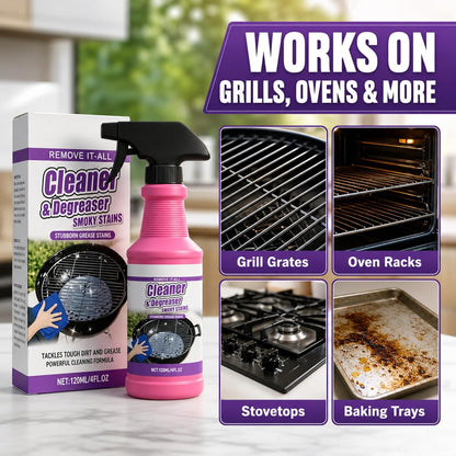 Fast-Acting Grill Cleaner Spray, Heavy Duty BBQ Degreaser for Burnt Food & Stubborn Grease, Powerful No-Scrub Oven & Kitchen Cleaner for Grills, Stovetops & Pans (1)