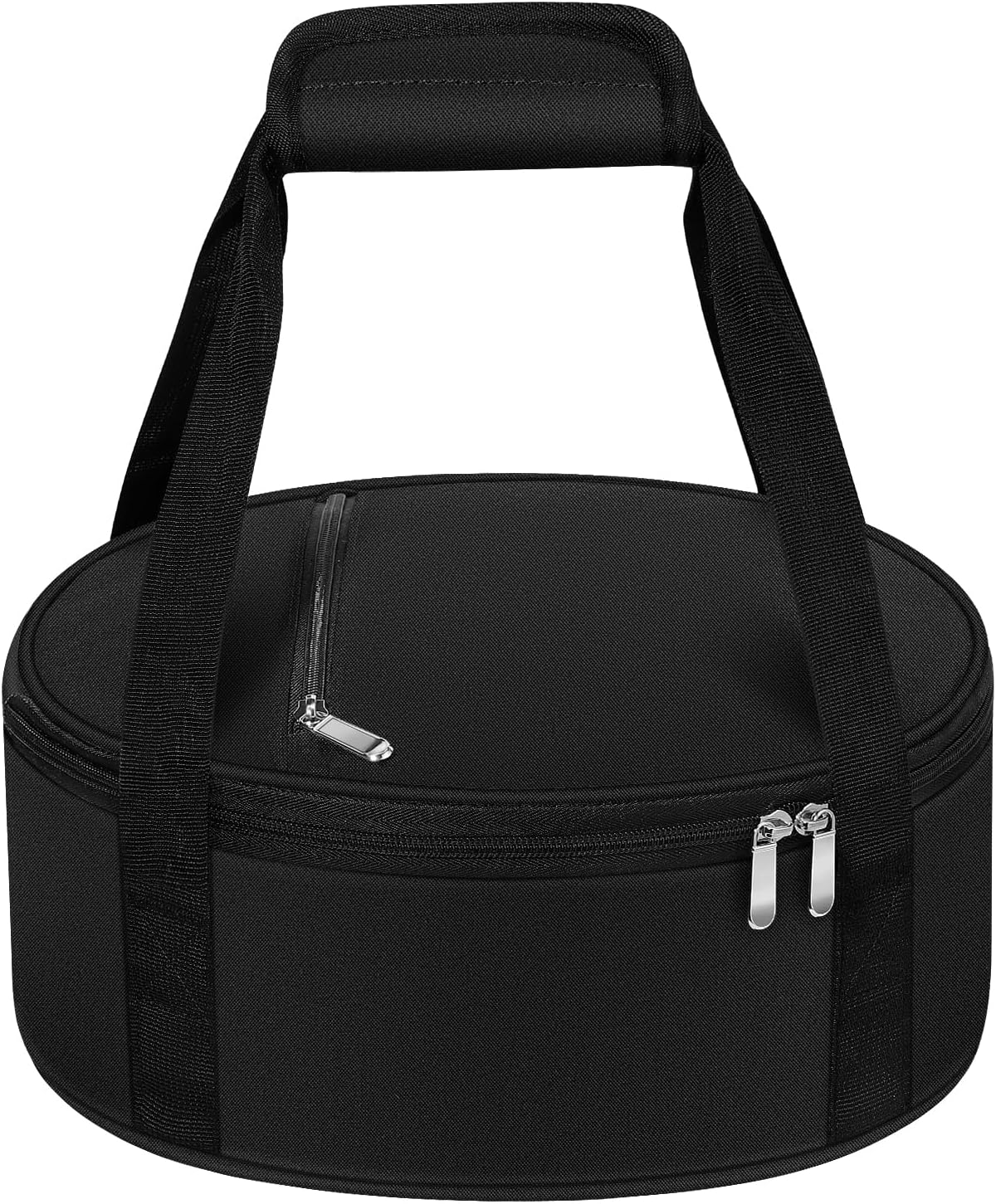 Round Insulated Casserole Carrier – 12" Portable Pie Carrier Bag for Hot or Cold Food, Leakproof Thermal Lunch Tote with Handle for Parties Picnic & Travel - Grey