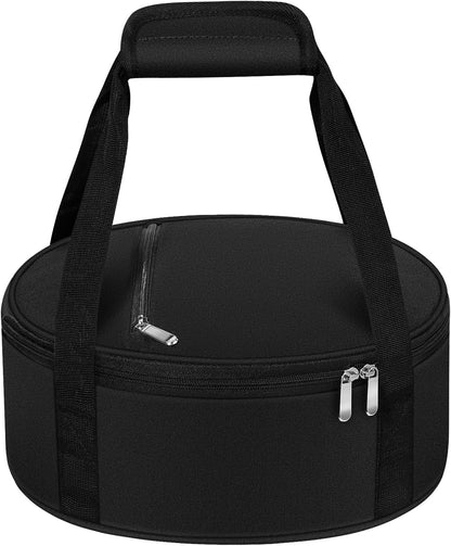 Round Insulated Casserole Carrier – 12" Portable Pie Carrier Bag for Hot or Cold Food, Leakproof Thermal Lunch Tote with Handle for Parties Picnic & Travel - Grey