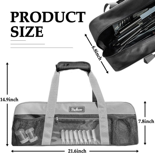 22 Inch BBQ Grill Tool Bag, Heavy-Duty 1680D Oxford Grill Utensil Carrying Bag, Water-Resistant Organizer for Long Grilling Tools, Camping, RV, Tailgating(Bag Only)