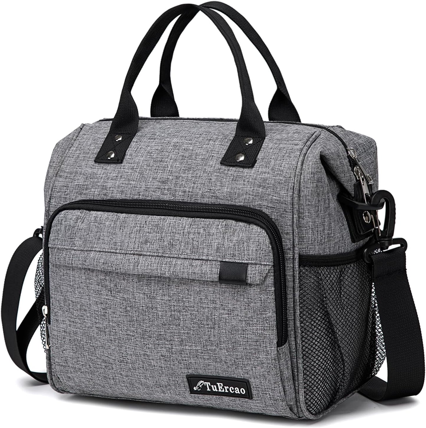 TuErCao Small Lunch Bag Lightweight Insulated Lunch Box for Women Work Portable Soft Cooler for Picnic Travel Road Trips, Loncheras para Mujer, Black