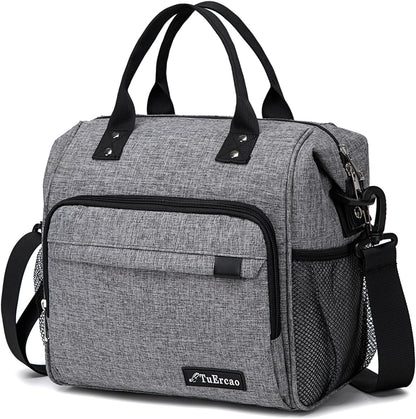 TuErCao Small Lunch Bag Lightweight Insulated Lunch Box for Women Work Portable Soft Cooler for Picnic Travel Road Trips, Loncheras para Mujer, Black