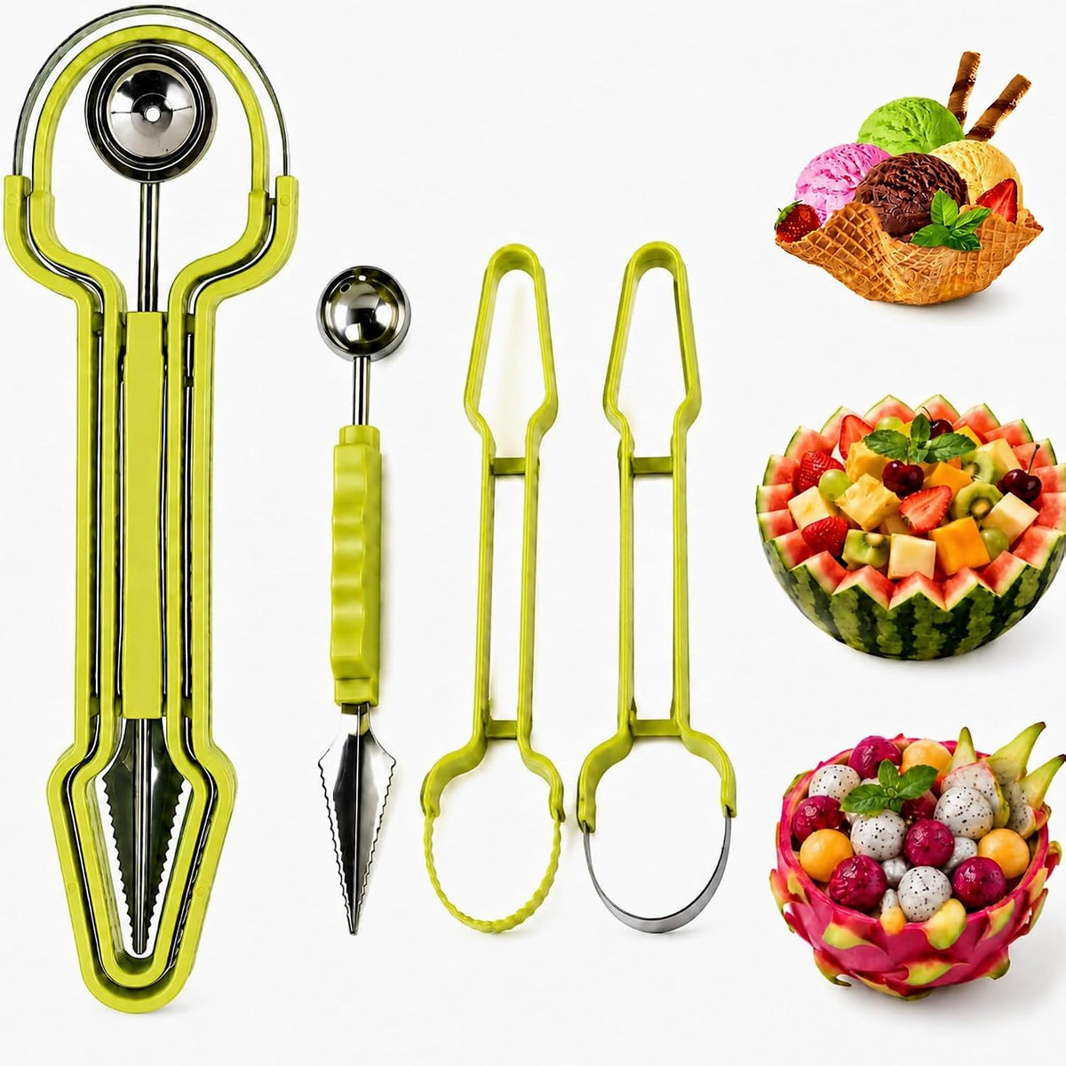 4 in1 Melon Baller Scoop Set, Fruit Baller Scoop.