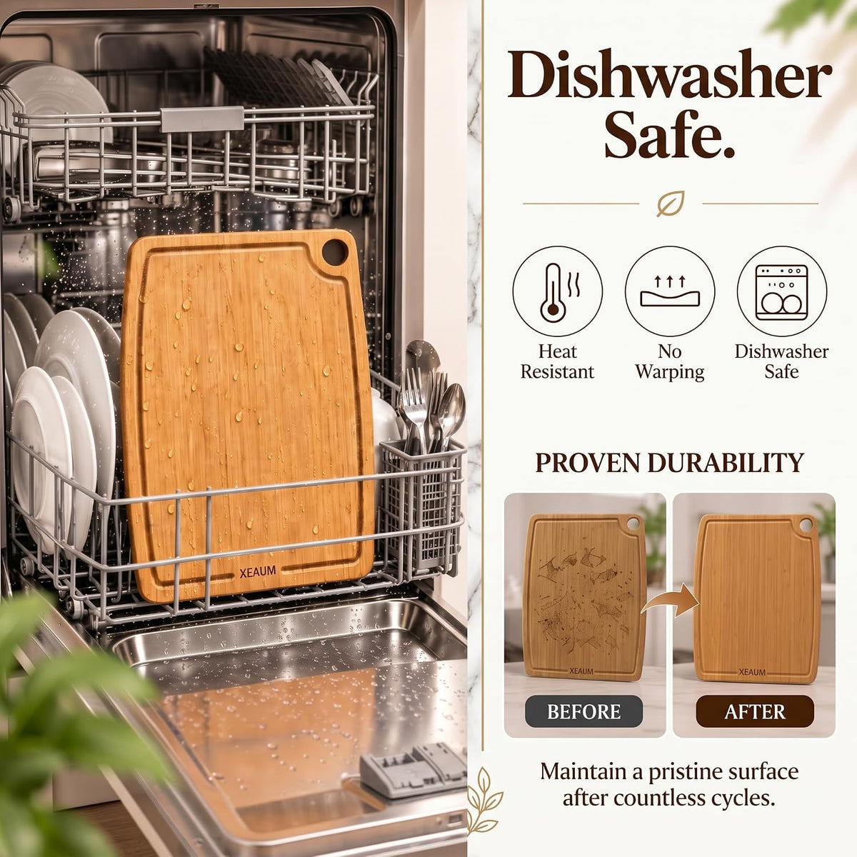 Bamboo Cutting Board 3-Piece Wooden Bread Boards for kitchen