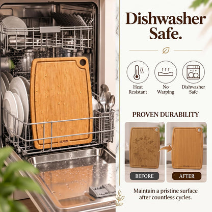 Bamboo Cutting Board 3-Piece Wooden Bread Boards for kitchen