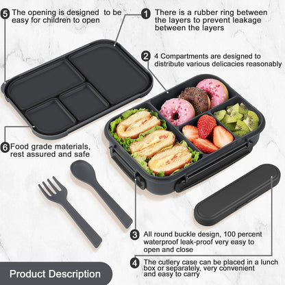 Amathley Lunch Box Kids,Bento Box Adult,Leakproof Lunch Containers for Adults/Kids/Toddler,1200ML-4 Compartments bento Lunch box with Utensil,Microwave & Dishwasher & Freezer Safe (Pink Berry)