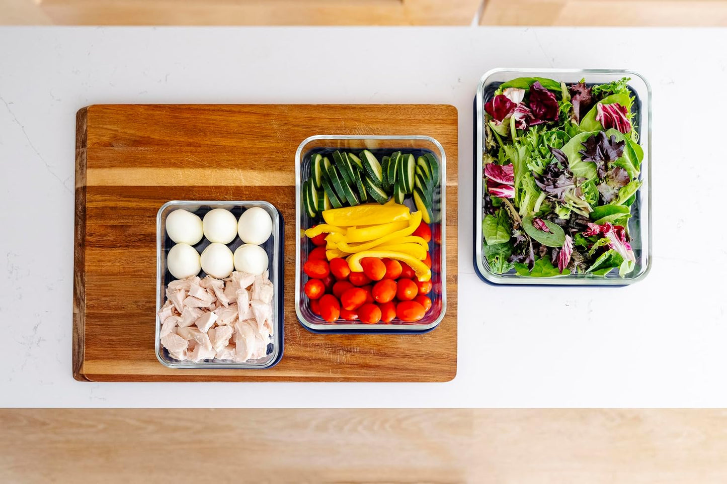 DURA LIVING 4-Piece Glass Food Storage Container (2 Containers + 2 Lids) | 6.55-Cup Rectangular, Leakproof | Microwave, Freezer, Oven & Dishwasher Safe | Ideal for Meal Prep & Pantry Organization