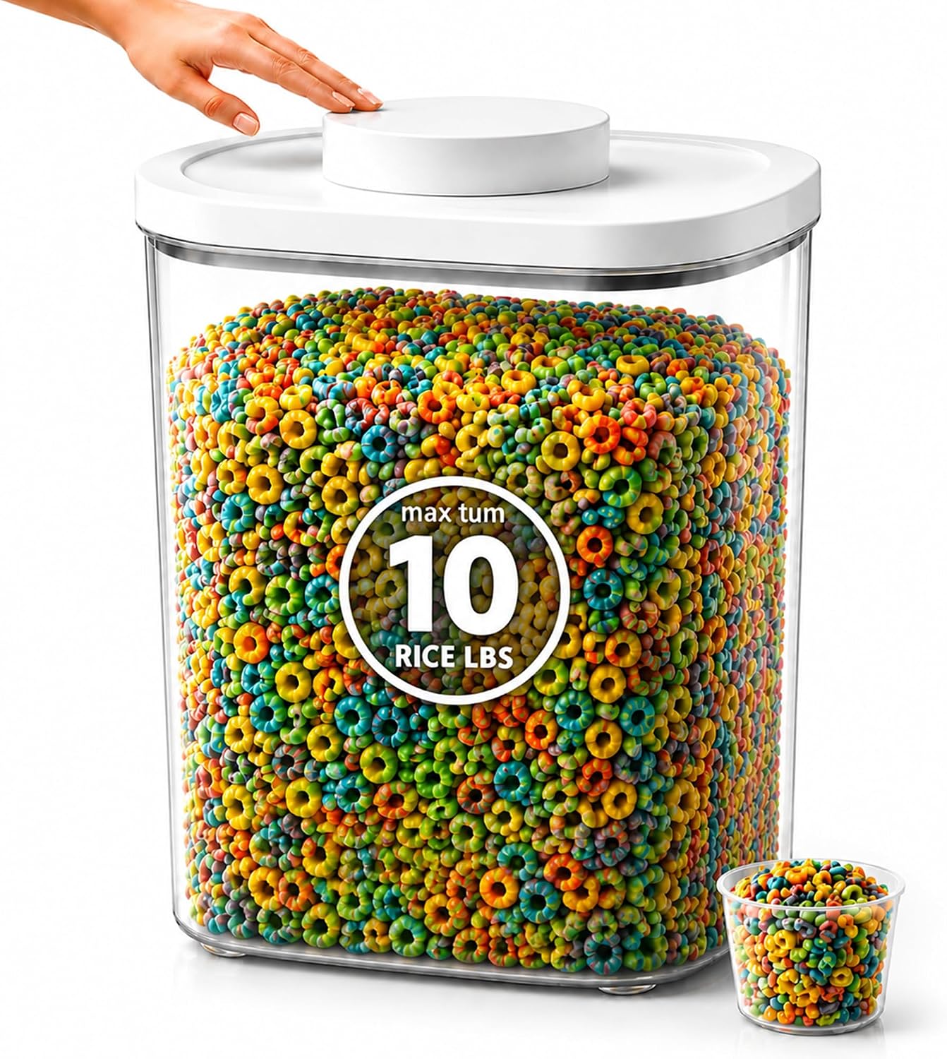 25 Lbs Airtight Rice Dispenser, Rice Storage Container,Dry Food Holder for Flour, Sugar, Cereal, Dog & Cat Food, Kitchen Pantry Organization