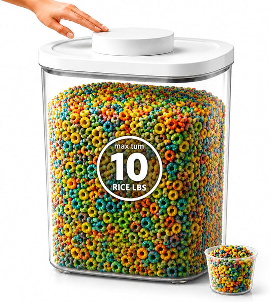 25 Lbs Airtight Rice Dispenser, Rice Storage Container,Dry Food Holder for Flour, Sugar, Cereal, Dog & Cat Food, Kitchen Pantry Organization
