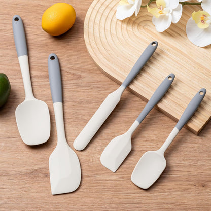 Silicone Spatula Set, 5 Piece Food Grade Rubber Spatulas for Baking, Cooking, and Mixing High Heat Resistant Non Stick Dishwasher Safe BPA-Free (Multicolor)