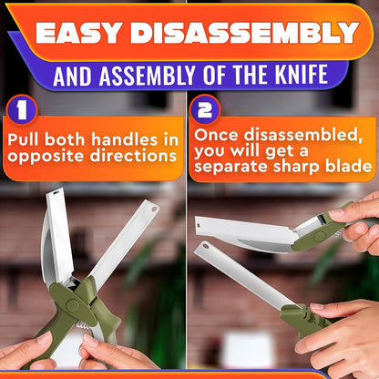 2 in 1 Kitchen Scissors for Food with Knife Sharpener (Grey)