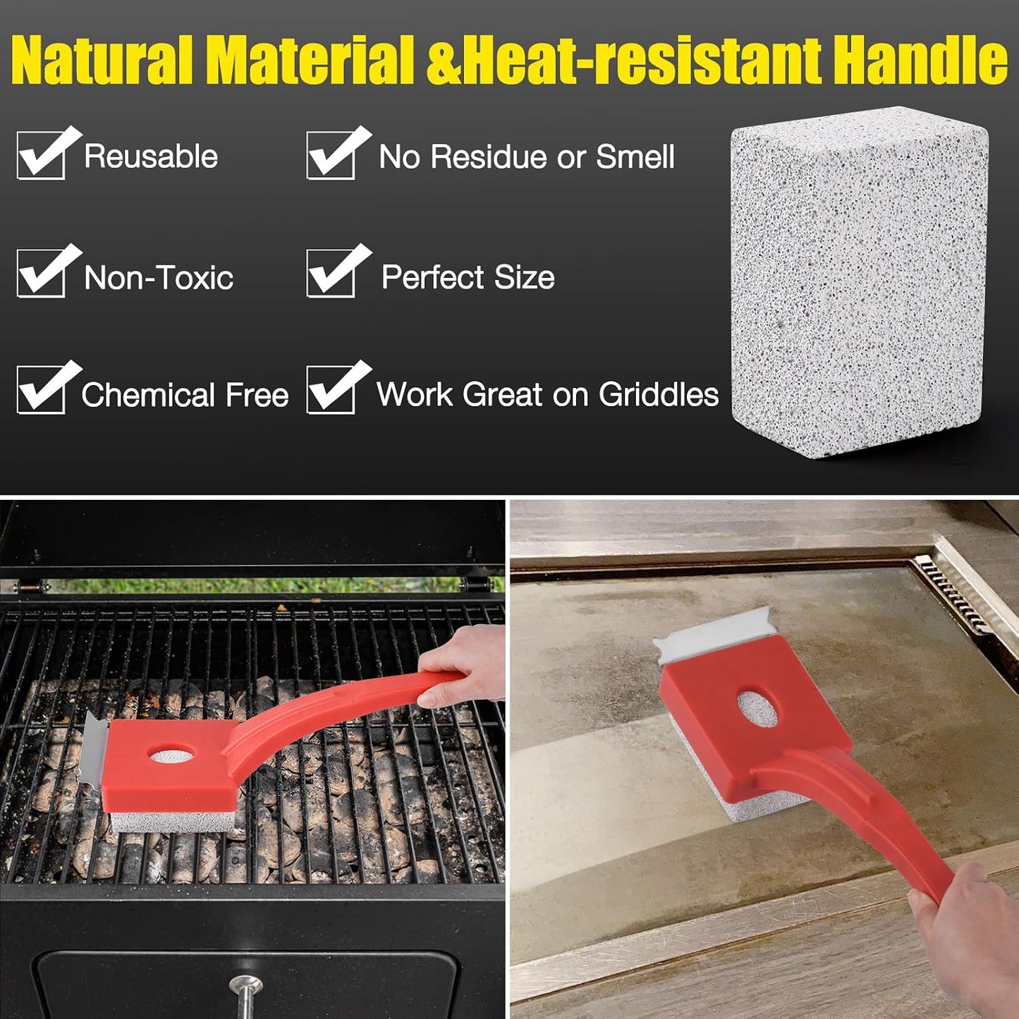 Grill Brush Bristle-Free – Steam Cleaning – Includes 2 Extra Brush Head – Heavy-Duty Barbecue Scraper