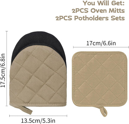 Goldmeet Mini Oven Mitts 2-Pack, 7"x5.5", 500°F Silicone Grip, Gray