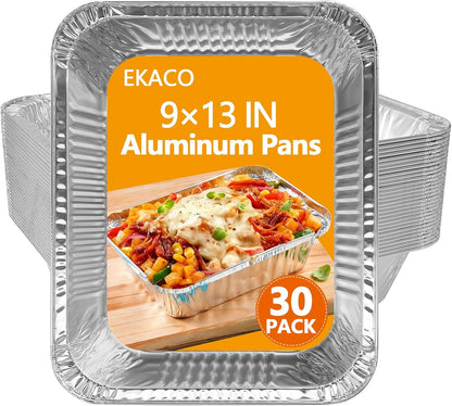 Thickened 9x13 Aluminum Pans with Lids, 20 Pack Heavy Duty & Extra Deep Disposable Aluminum Foil Pans, Disposable Half Size Foil Baking Tray for Cooking, Meal Prep, Baking, Roasting
