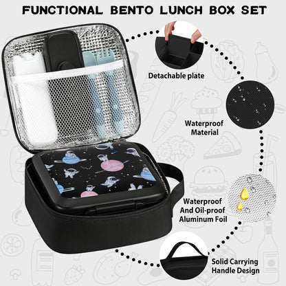 JXXM Bento Lunch Box for Kids With 8oz Soup thermo,Leak-proof Lunch Containers with 5 Compartment,thermo Food Jar and Lunch Bag, Food Containers for School (A-Blue(Extreme Locomotive))