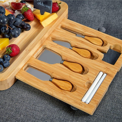 RoyalHouse Bamboo Cheese Board and Charcuterie Boards Set & Serving Tray for Meat, and Wine - Birthday Gifts for Women, Wedding Gift for Couples 2025, Bridal Shower, Housewarming Gift New Home