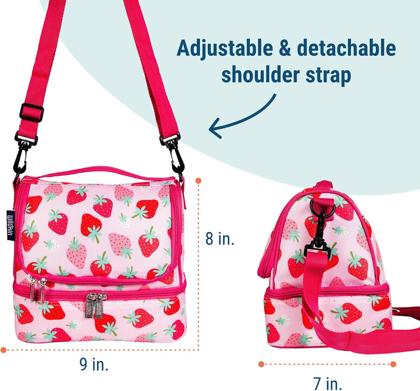 Wildkin Kids Two Compartment Insulated Lunch Bag – Keeps Food Hot or Cold, Easy-Clean Lining, Leak-Resistant & BPA-Free – Boys & Girls, Ideal for School, Travel & Daycare – Jurassic Dinosaurs