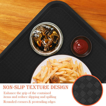 Plastic Fast Food Trays, 8 Pack Cafeteria & Restaurant Serving Tray Set for Coffee Table, Kitchen & Party, Multi-Color Reusable Snack Trays for Home, School, Events (11.8x16.3x0.8 Inches)