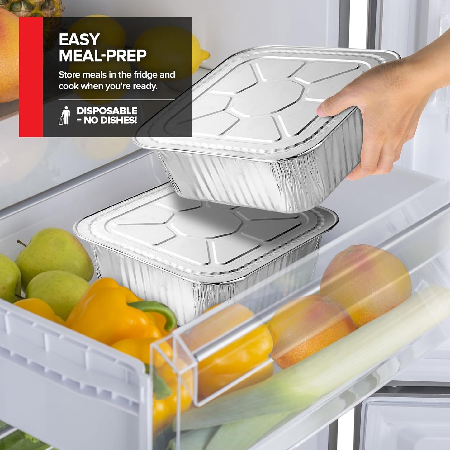 Stock Your Home 9x13 Aluminum Trays with Lids (10 Pack) – Disposable Half Size Deep Pans for Cooking, Storage, BBQ, Grilling, Catering