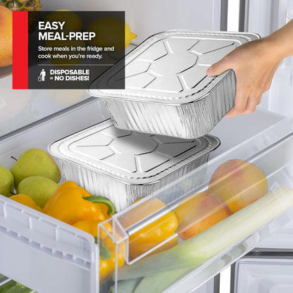Stock Your Home 9x13 Aluminum Trays with Lids (10 Pack) – Disposable Half Size Deep Pans for Cooking, Storage, BBQ, Grilling, Catering