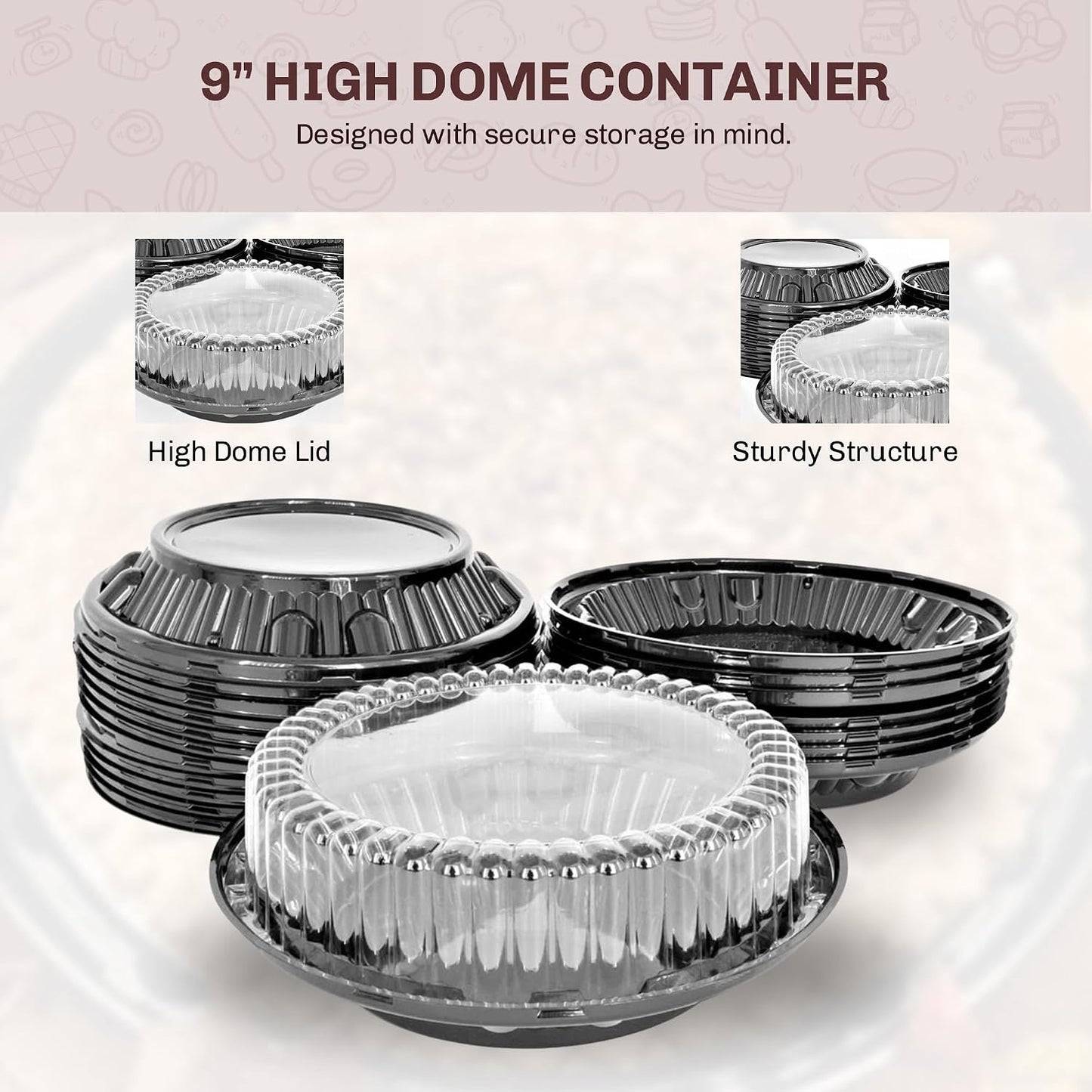 KitchenDance Combo Pack of Pie Pans with Carriers - 9 Inches Pie Pans with Low Dome Lid - 9 Inches Pie Pans with 9 Inches Pie Container - Baking Pan Perfect for Baking, Cooking - WJ40, 10 Count