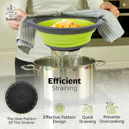 Collapsible Strainers for Kitchen, Green, Set of 2