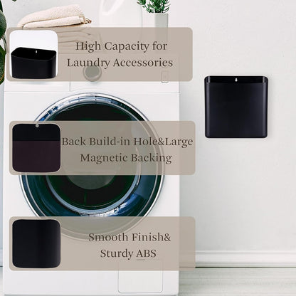 MONJITA Lint Bin for Laundry Room, Magnetic Lint Trash Can for Dryer, Modern Lint Holder, Lint Box for Laundry Room Organization, Wall Mounted Trash Can for Laundry Decor (Black)