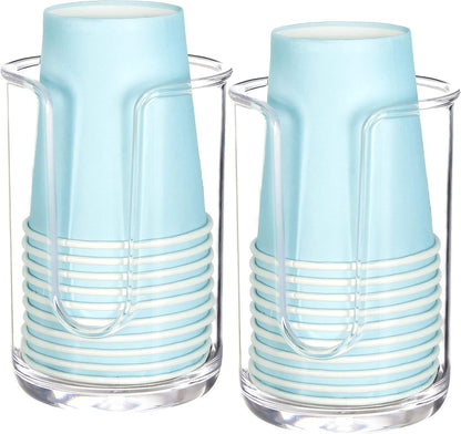 Youngever 2 Pack Plastic Disposable Paper Cup Dispenser, Plastic Dispenser Cup Holder (Clear)