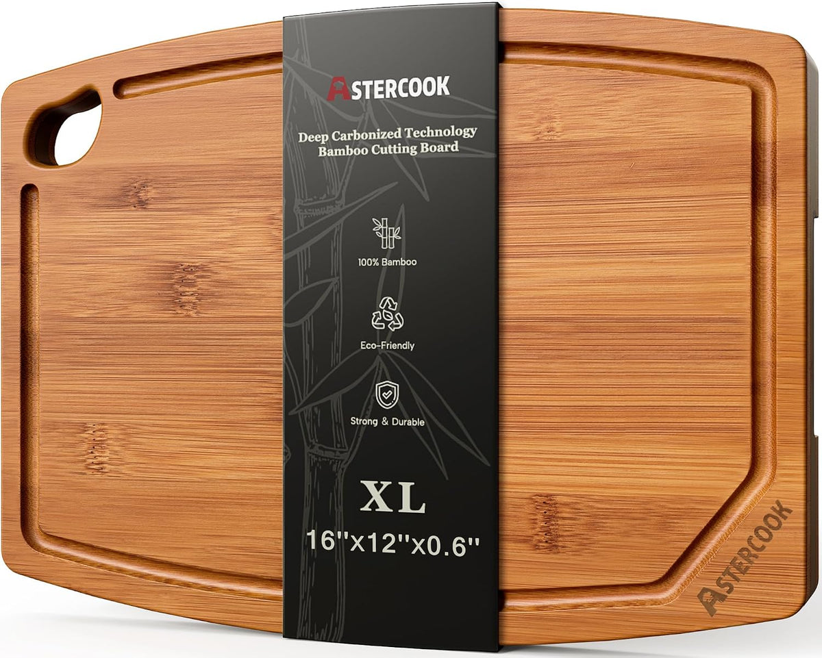 Astercook Large Bamboo Cutting Board for Kitchen